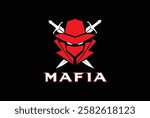 MAFIA logo vector with cross swords - Ninja logo vector with swords.
