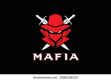 MAFIA logo vector with cross swords - Ninja logo vector with swords.