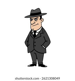 mafia man in hat vector illustration