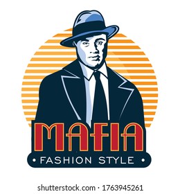 Mafia Man Vector Illustration Logo In Vintage Style, Good For Tshirt Design And Fashion Brand Logo