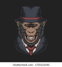 Mafia Monkey vector illustration for your company or brand