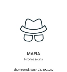 Mafia outline vector icon. Thin line black mafia icon, flat vector simple element illustration from editable professions concept isolated on white background