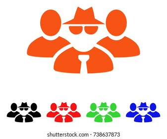 Mafia People Group icon. Vector illustration style is a flat iconic mafia people group symbol with black, orange, red, green, blue color variants. Designed for web apps and software interfaces.