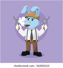 mafia rabbit holding two gun