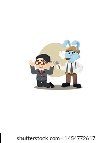 Mafia Rabbit Hostage Isolated White