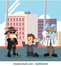mafia rabbit threatening hostage