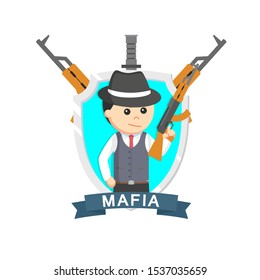 Mafia rifle emblem design vector illustration