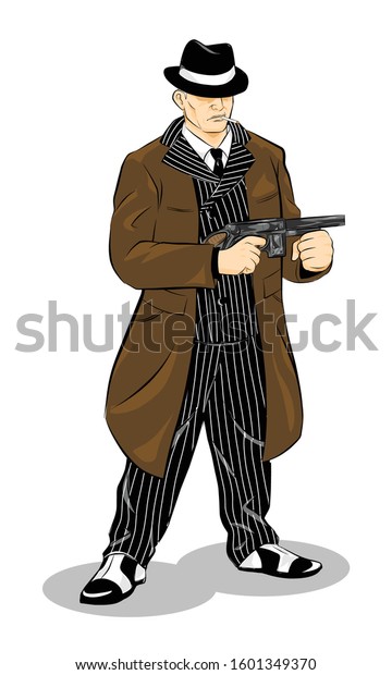 Mafia Standing On White Background Wear Stock Vector (Royalty Free ...