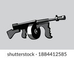Mafia weapons. Cartoon image of Tommy Gun. Vector image for illustrations.