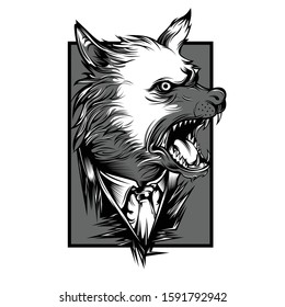 Mafia Wolves Black and White Illustration