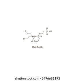 Mafosfamide flat skeletal molecular structure Antineoplastic drug used in cancer treatment. Vector illustration scientific diagram.