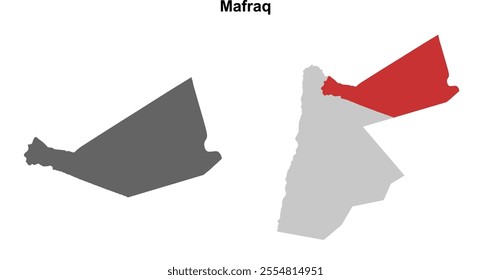 Mafraq governorate blank outline map set