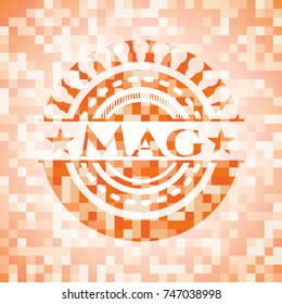 Mag abstract orange mosaic emblem with background