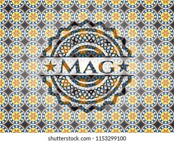 Mag arabesque emblem background. arabic decoration.