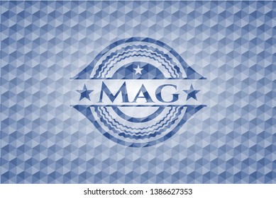Mag blue emblem with geometric background. Vector Illustration. Detailed.