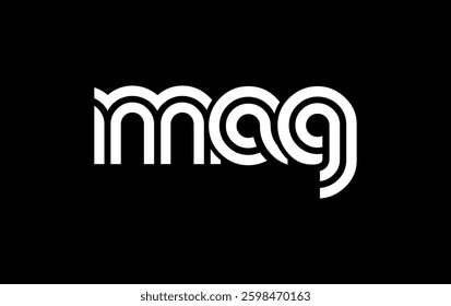 MAG Creative Unique Modern Letter Logo Design. Stylized logo featuring a unique letter design, presenting abstract minimalist aesthetics and modern appeal.