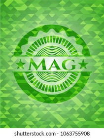 Mag green emblem. Mosaic background