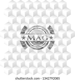 Mag grey emblem with cube white background