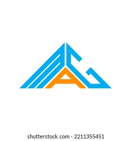 MAG letter logo creative design with vector graphic, MAG simple and modern logo in triangle shape.