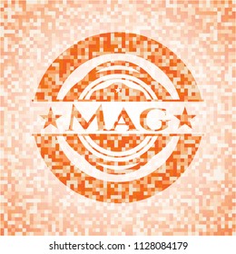 Mag orange mosaic emblem with background