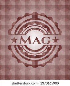Mag red geometric emblem. Seamless.