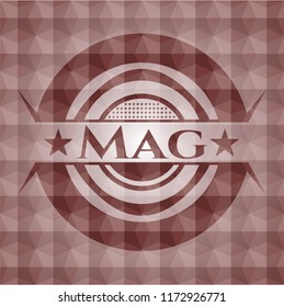 Mag red seamless geometric pattern emblem. Seamless.