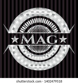 Mag silvery shiny badge. Vector Illustration. Mosaic.