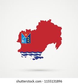 Magadan Oblast map in Magadan Oblast flag colors, editable vector.