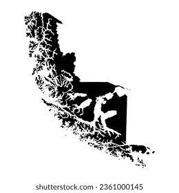 Magallanes region map, administrative division of Chile.