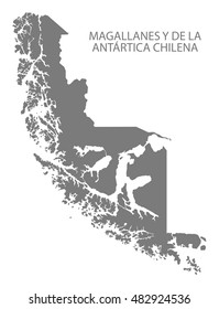 Magallanes Y De La Antartica Chilena Chile Map In Grey