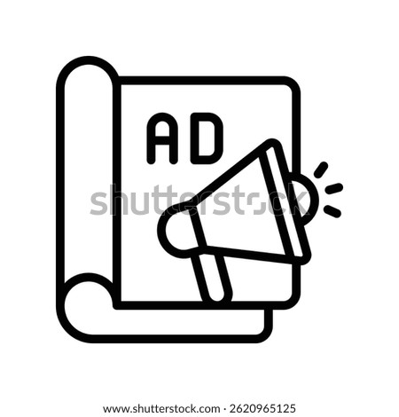 Magazine Ads Vector outline icon. Eps10 file 