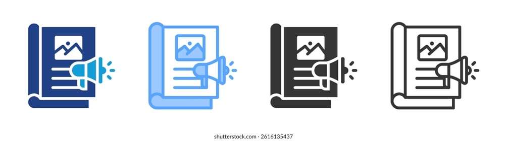 Magazine Advertising icon set multiple style collection