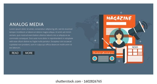 magazine analog media vector flat design
