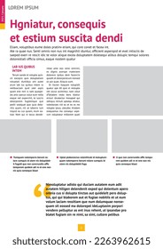 magazine, annual report mockup with pink headers, article