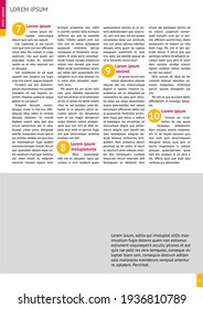 magazine, annual report, tabloid mockup with pink headers