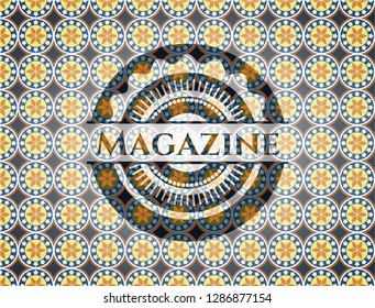 Magazine arabic emblem background. Arabesque decoration.
