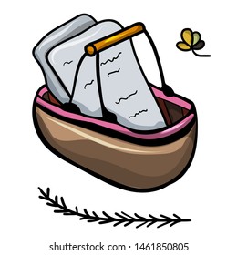 Magazine basket. Container for storing magazines and newspapers in the office. Cozy and Hyugge. Vector illustration