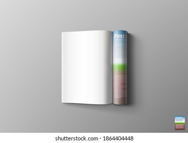 Magazine With Blank White Page With Shadow. EPS10 Vector