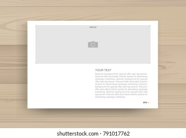 Magazine book cover with blank photo frame and graphic area for text. Vector illustration.