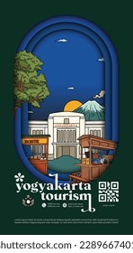 Magazine or Book cover template for tourism calender with Yogyakarta culture illustration