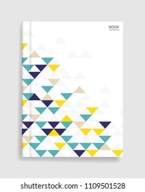 Magazine book template background with cover of geometric pattern background and soft shadow. Vector illustration.