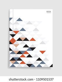 Magazine book template background with cover of geometric pattern background and soft shadow. Vector illustration.