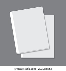 Magazine or book template lying on a gray background