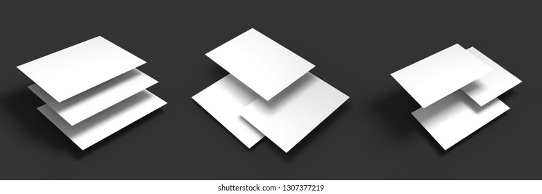 Magazine, booklet, postcard, flyer, trifold or brochure mockup template. Good for business presentations and advertisements. Mockup set on dark background. Vector Illustration.