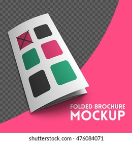 Magazine, booklet, postcard, flyer, trifold or brochure mockup template. Good for business presentations and advertisements. Mockup on transparent background. Vector Illustration.