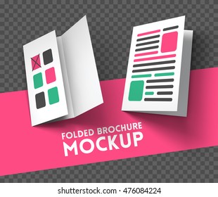 Magazine, booklet, postcard, flyer, trifold or brochure mockup template. Good for business presentations and advertisements. Mockup on transparent background. Vector Illustration.