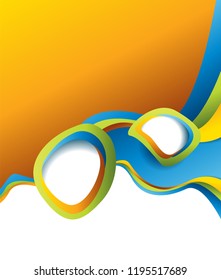 Magazine or brochure, vector design smooth wave curve lines and circles. Abstract background.