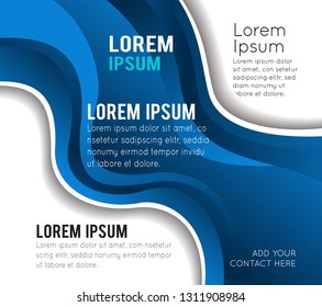 Magazine or brochure, vector design smooth wave curve lines and circles. Abstract background.