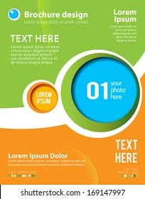 Magazine or brochure, vector design smooth wave curve lines and circles. Abstract background.