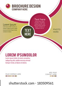 Magazine or brochure, vector design smooth wave curve lines and circles. Abstract background.